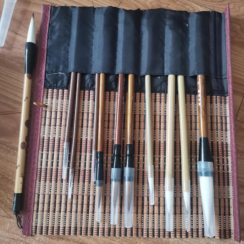 TIUSUTA 10-Piece Chinese Calligraphy Brush Set - Premium Writing Brushes for Beginners & Artists - with Roll-up Bamboo Brush Holder,Chinese Painting Brushes Set Flower Bird Line-Drawing Brushes - Image 5